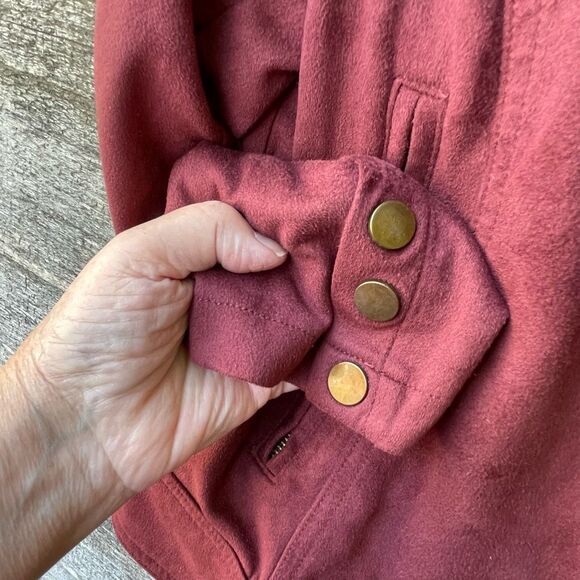 Promesa size M faux suede snap Front burgundy jackets - Picture 7 of 9